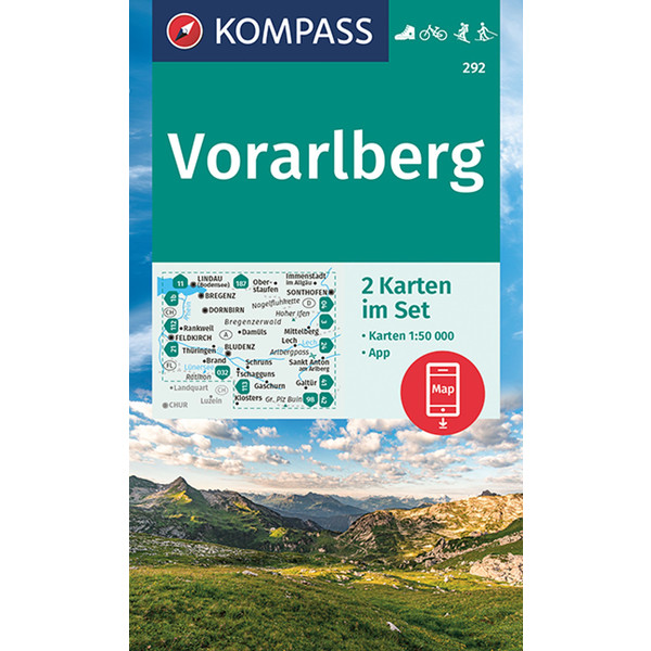 KOMPASS WANDERKARTE 292 VORARLBERG 1:50000 (2 KARTEN IM SET)