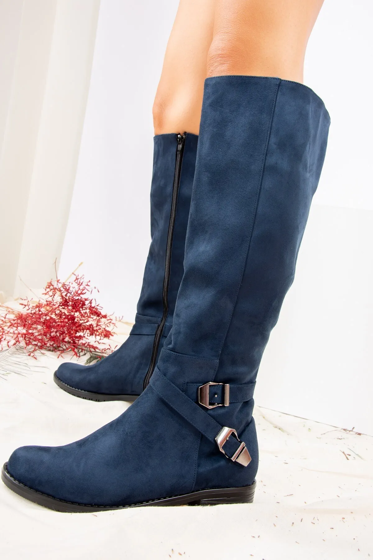 Fox Shoes  Marineblaue Wildleder-Damenstiefel E726203402