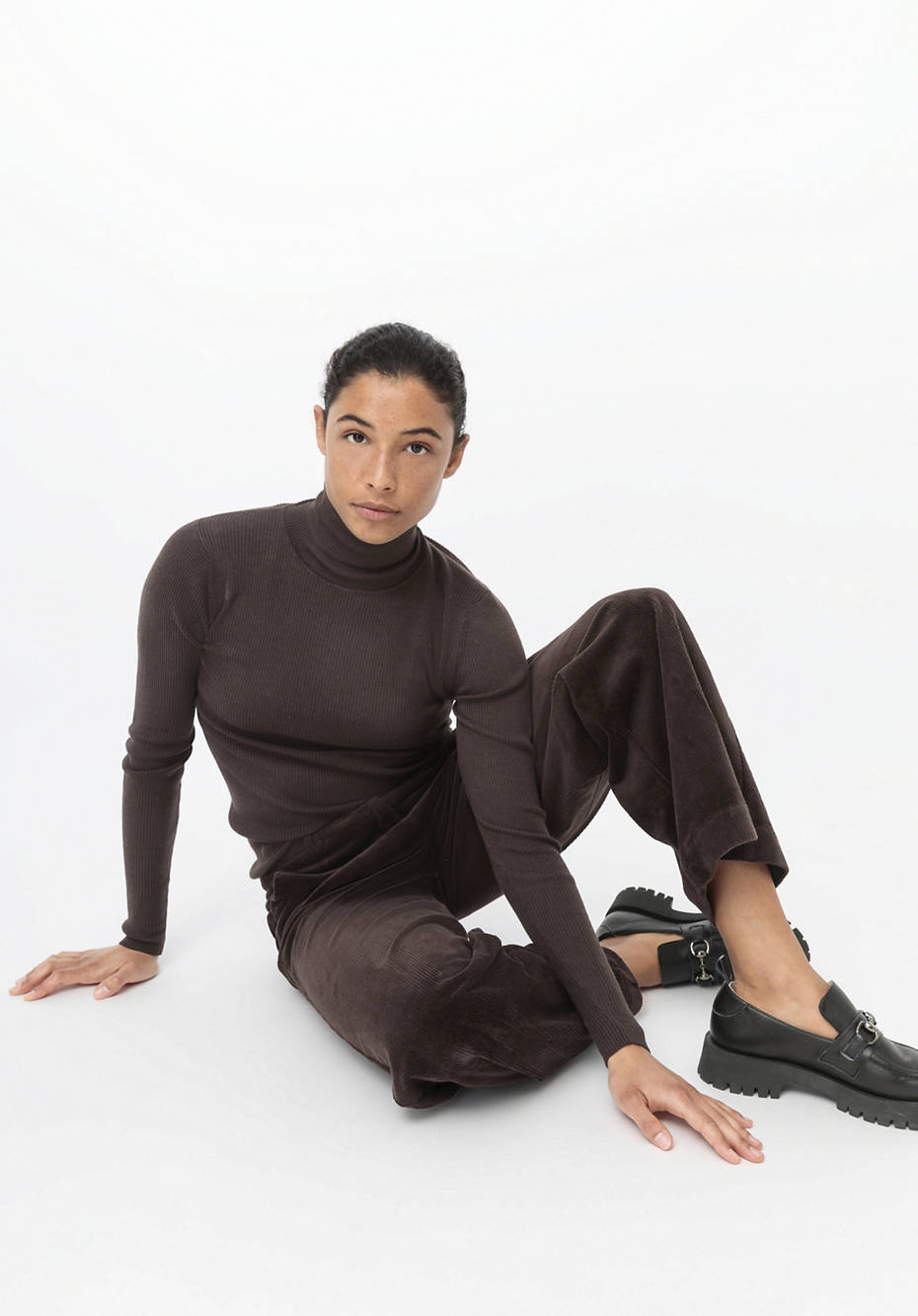 Rollkragenpullover aus Bio-Merinowolle mit Seide
