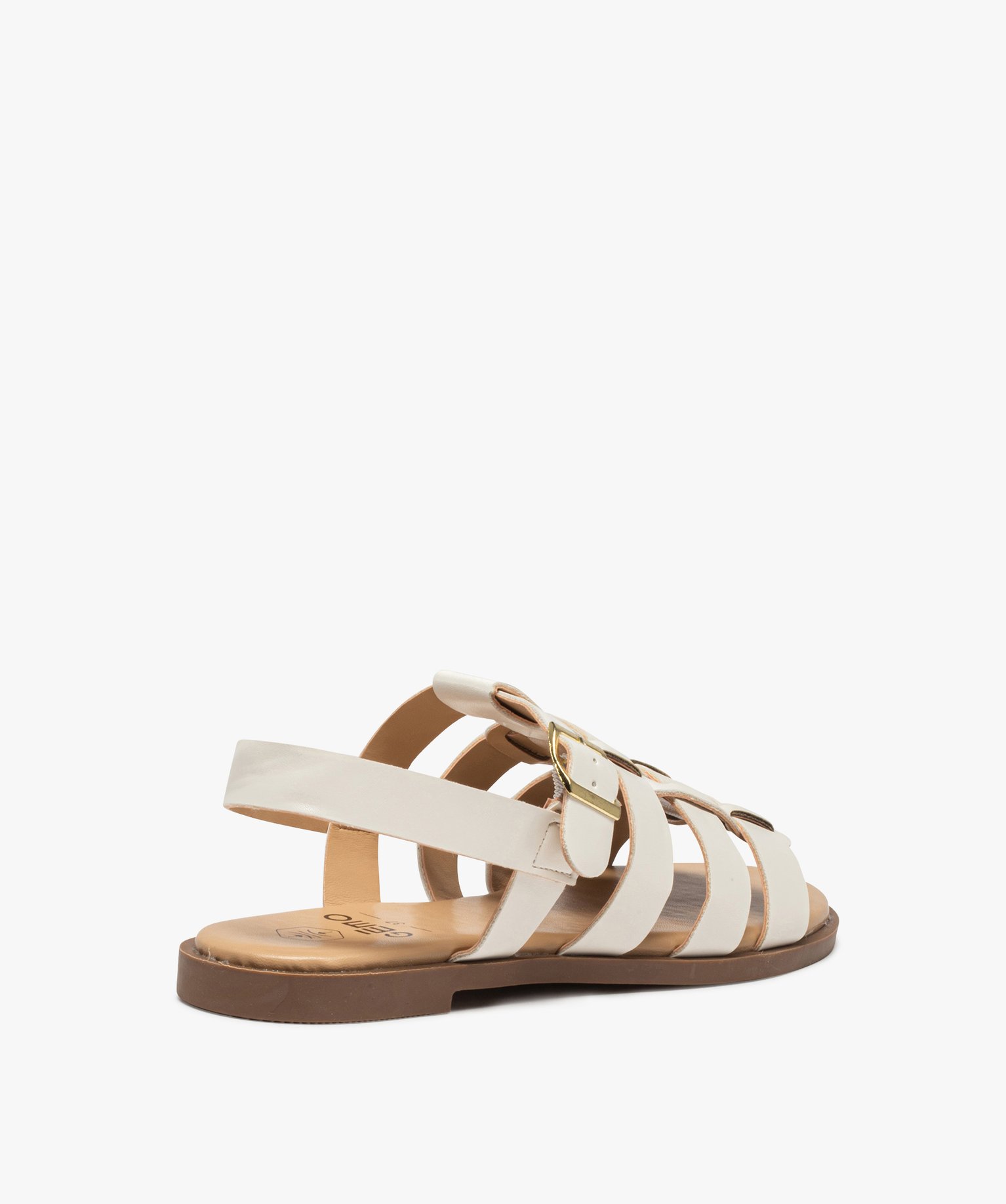 Sandales femme unies à talon plat et brides larges blanc | GEMO