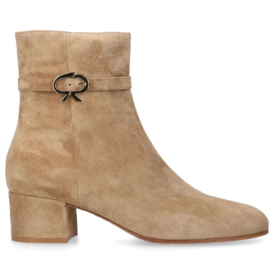 Gianvito Rossi - Klassische Stiefeletten RIBBON BOOTIE Veloursleder - beige