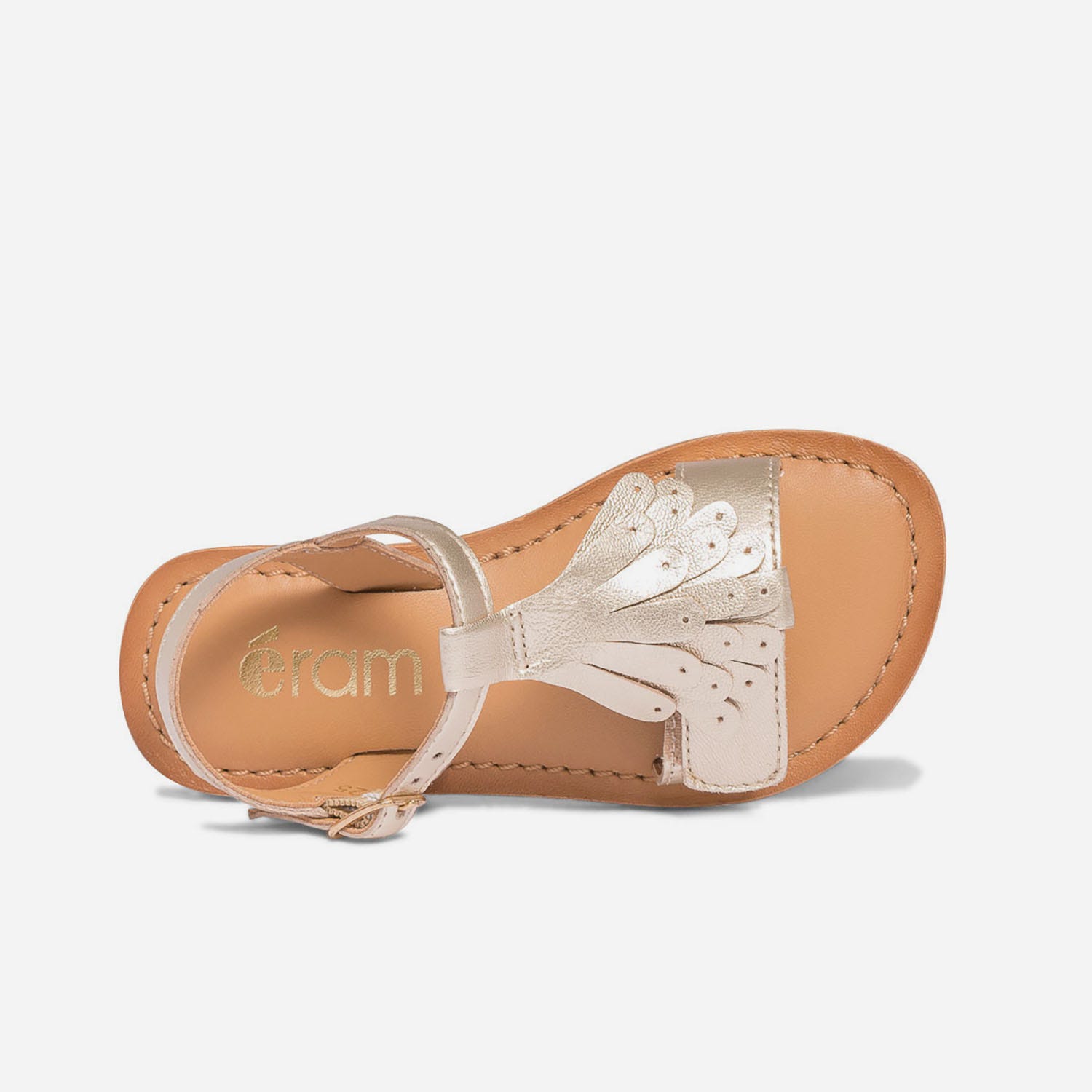 Sandale or en cuir avec décors amovibles