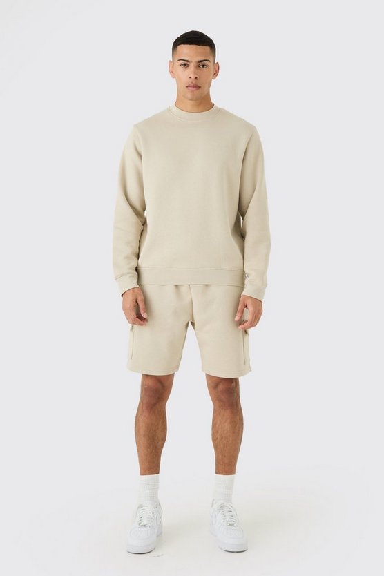 Kurzer Man Signature Cargo Sweatshirt-Trainingsanzug