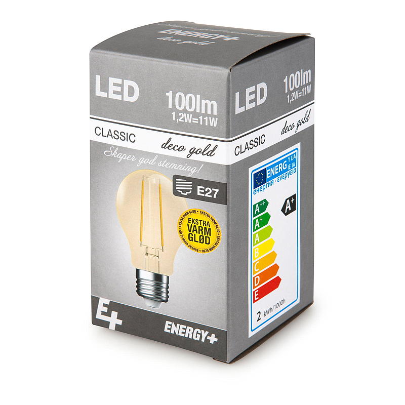 Energy Lyspære LED 100 lm Deko gold klar E27 A60 E