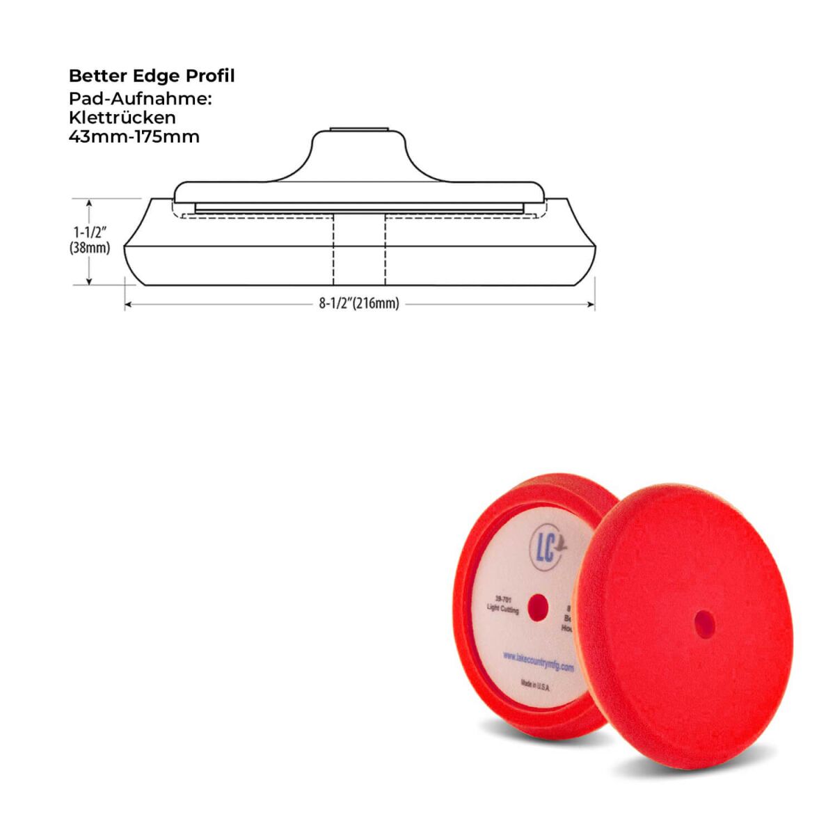 Lake Country Better Edge Polierschwamm Waxing rot 175mm