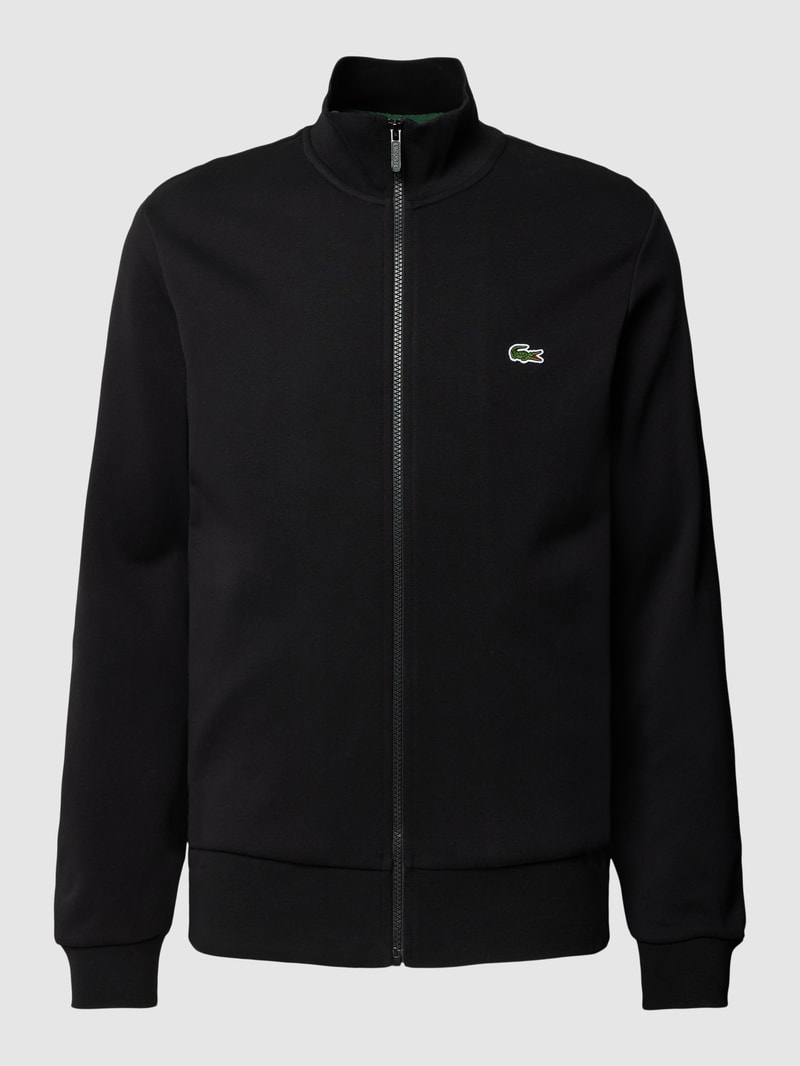 Sweatjacke mit Logo-Stitching in schwarz