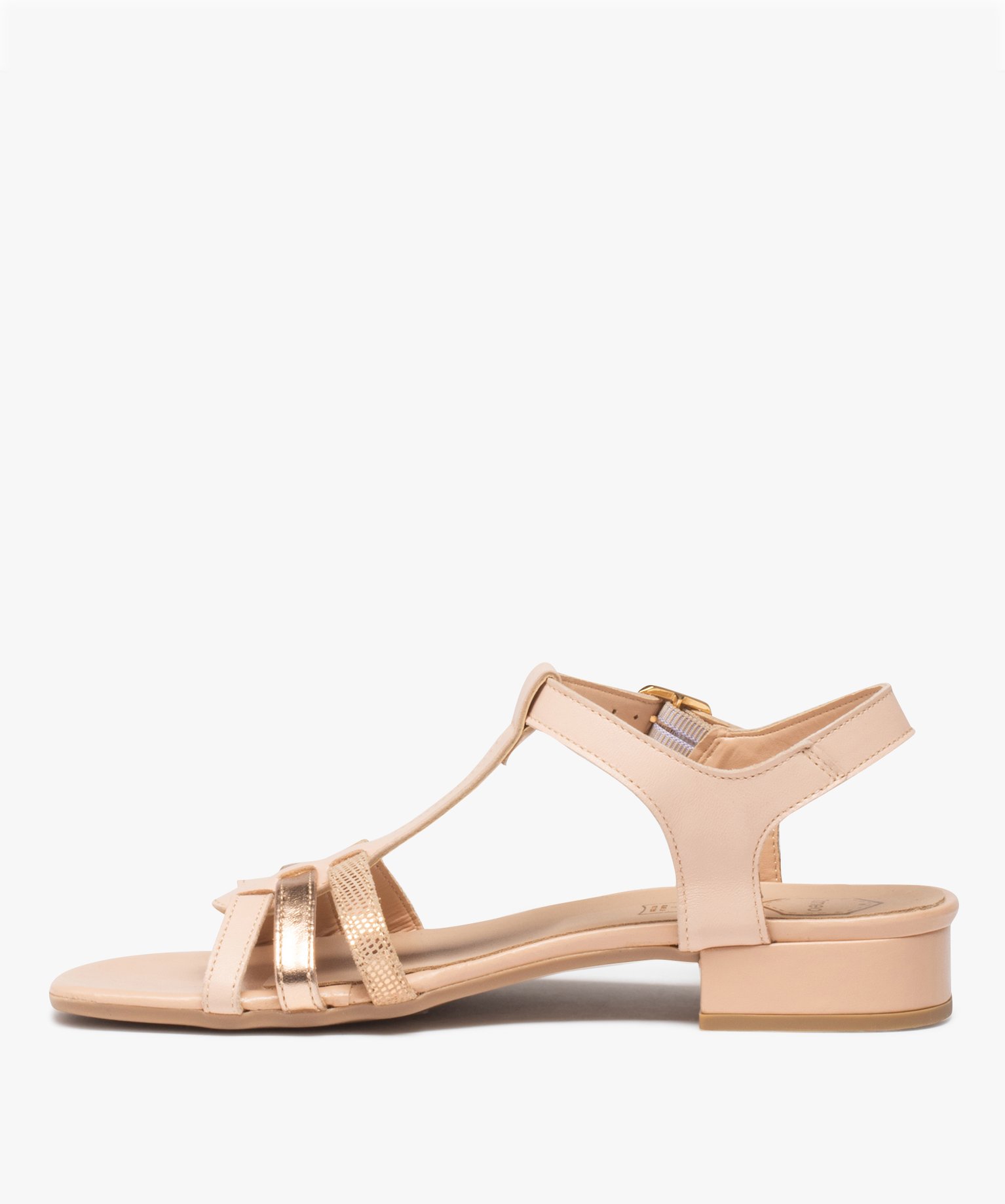 Sandales femme à petit talon carré et à fines lanières e... rose | GEMO