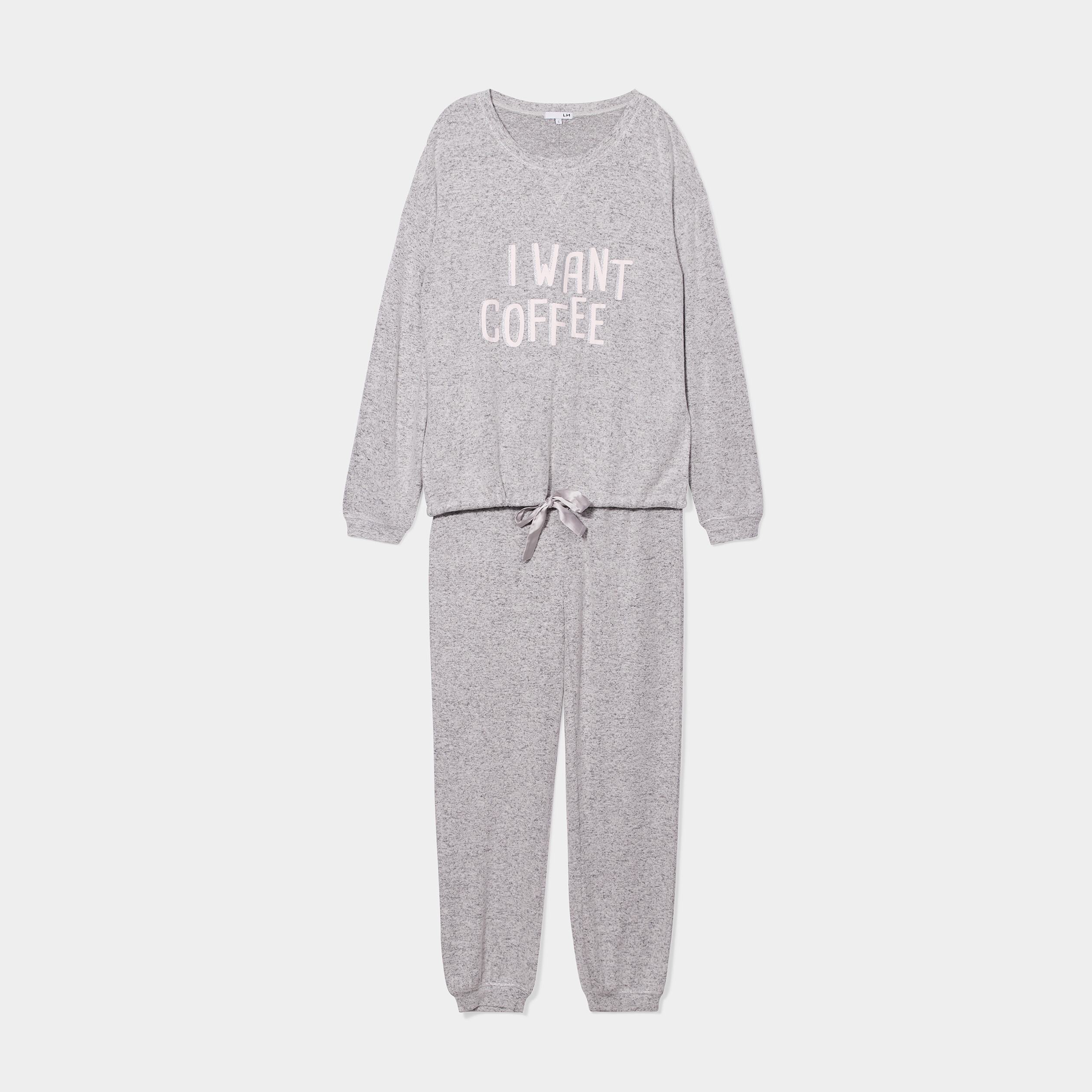 Ensemble pyjama pantalon 2 pièces gris clair femme | La Halle