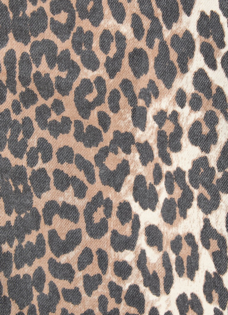Ganni organska pamučna traper jakna s leopard printom