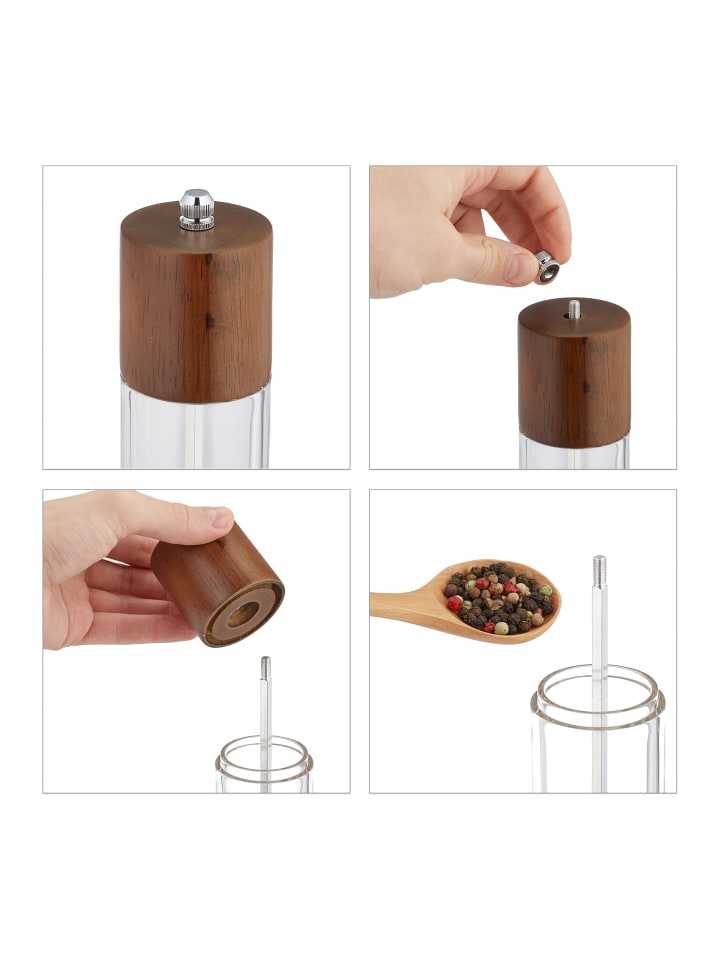 relaxdays 6-tlg. Salz- und Pfeffermühle Set in Braun günstig kaufen onesize