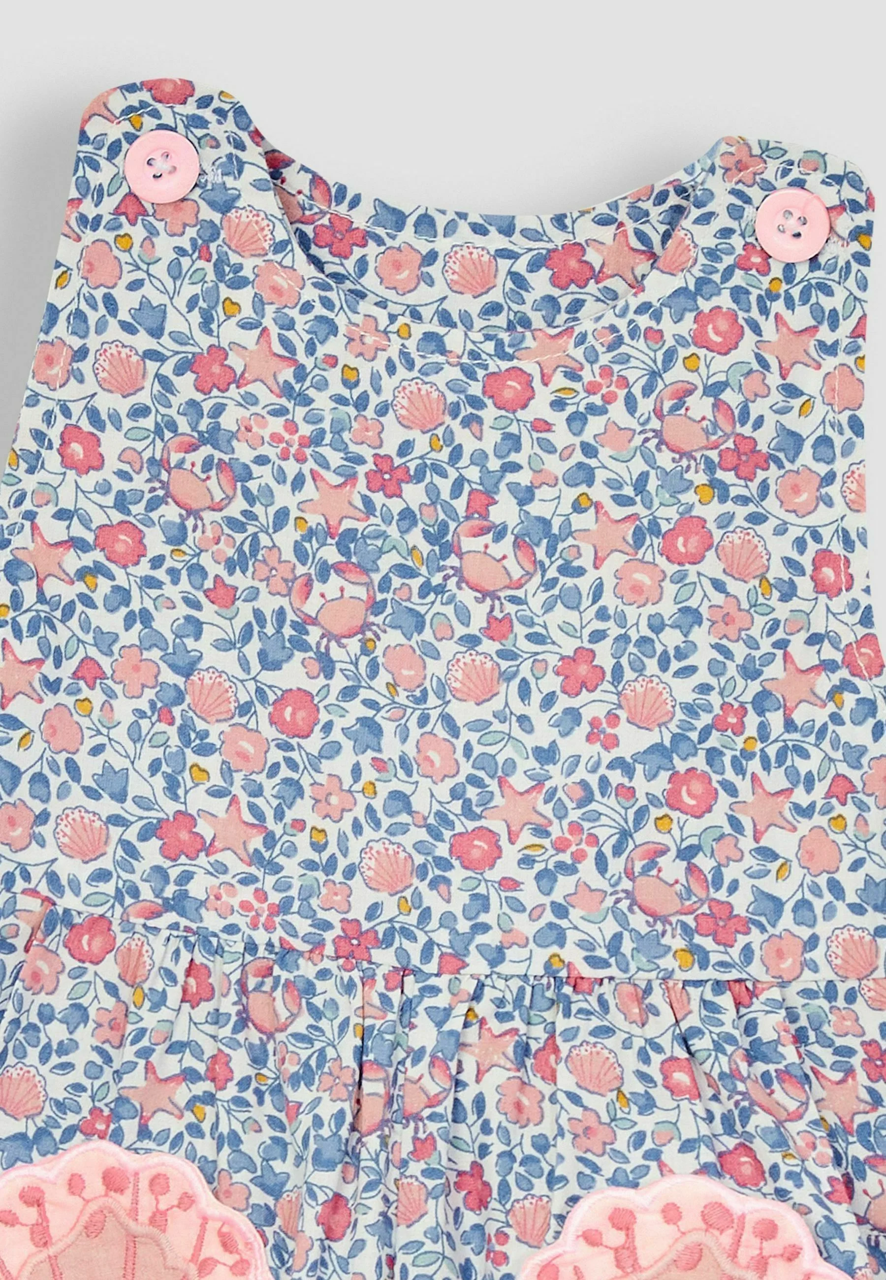 JoJo Maman Bébé STRAWBERRY APPLIQUE POCKET DITSY FLORAL REGULAR FIT - Mono