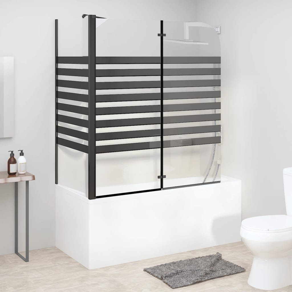 DOTMALL Badewannenfaltwand Badewannenfaltwand,Hartglas Gestreift, 120x68x130 cm