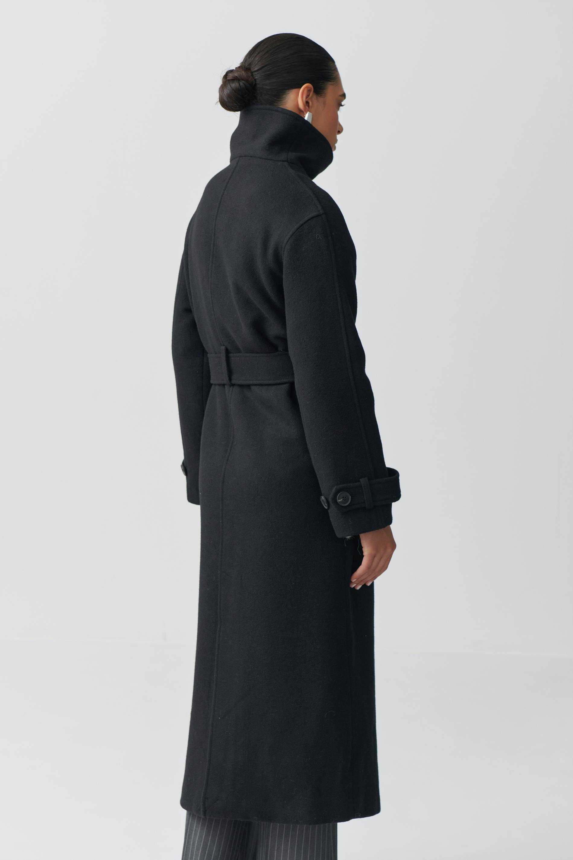 Belted wool blend coat