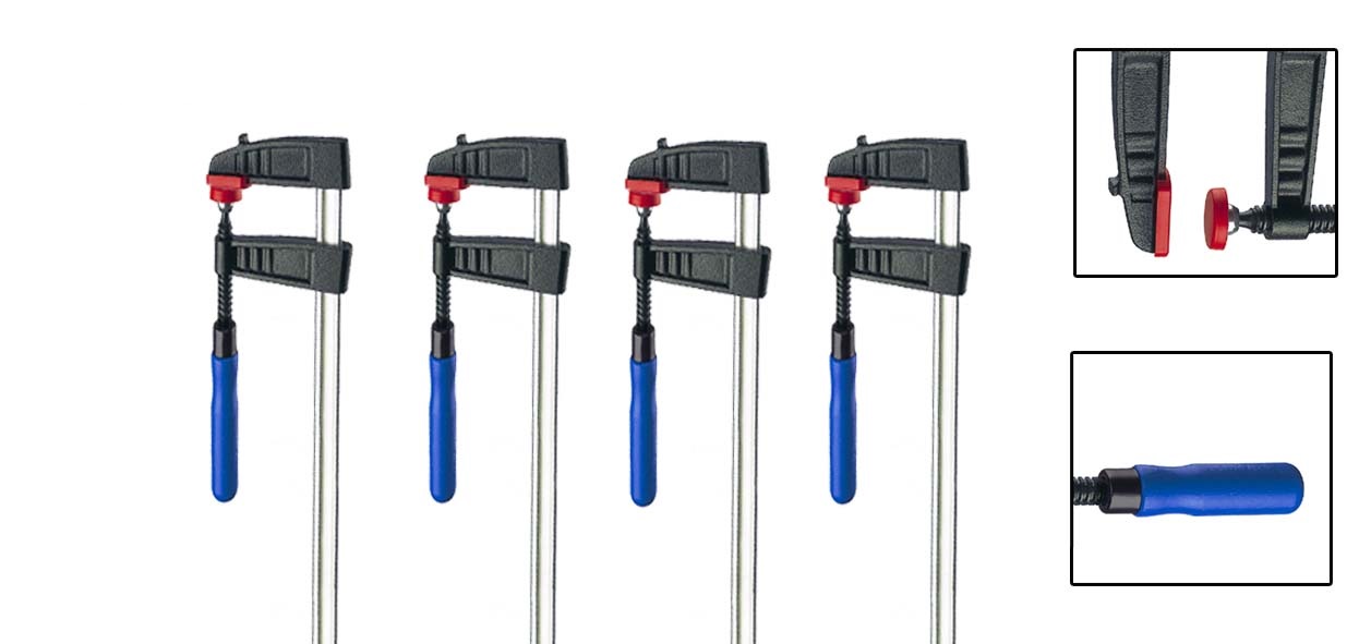 Vago-Tools 4x Schraubzwinge 250 x 50 mm Leimzwinge Klemmzwinge Einhandzwinge