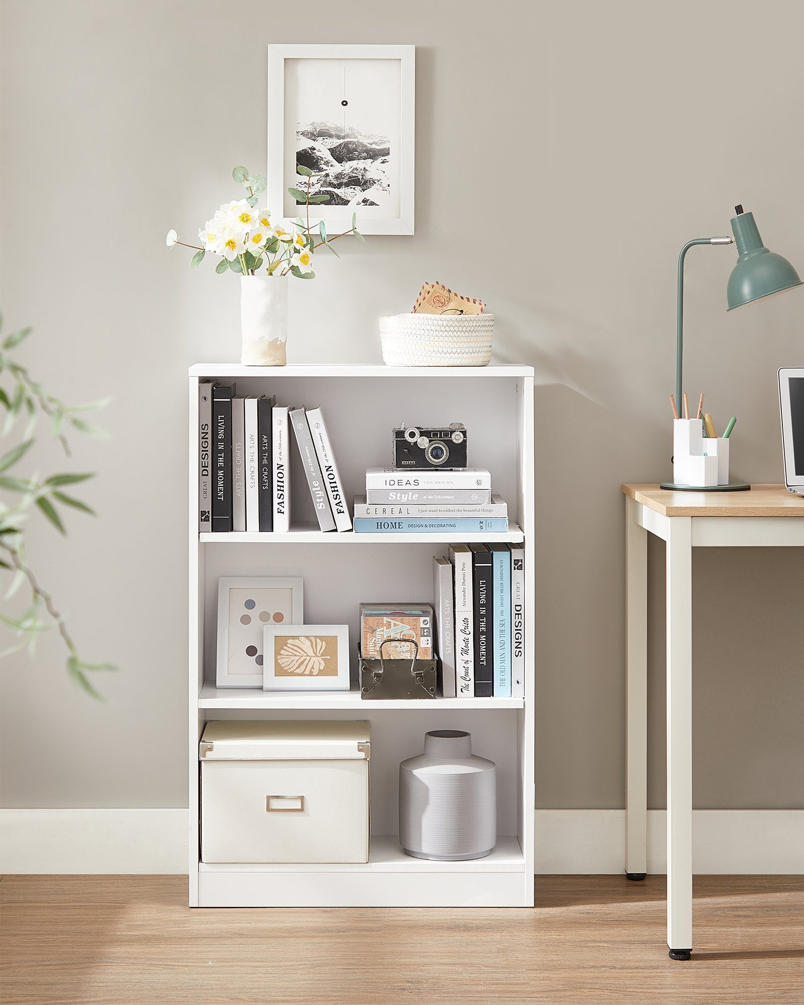 VASAGLE Bücherregal Standregal, Raumteilerregal, Höhe 93-121,5cm