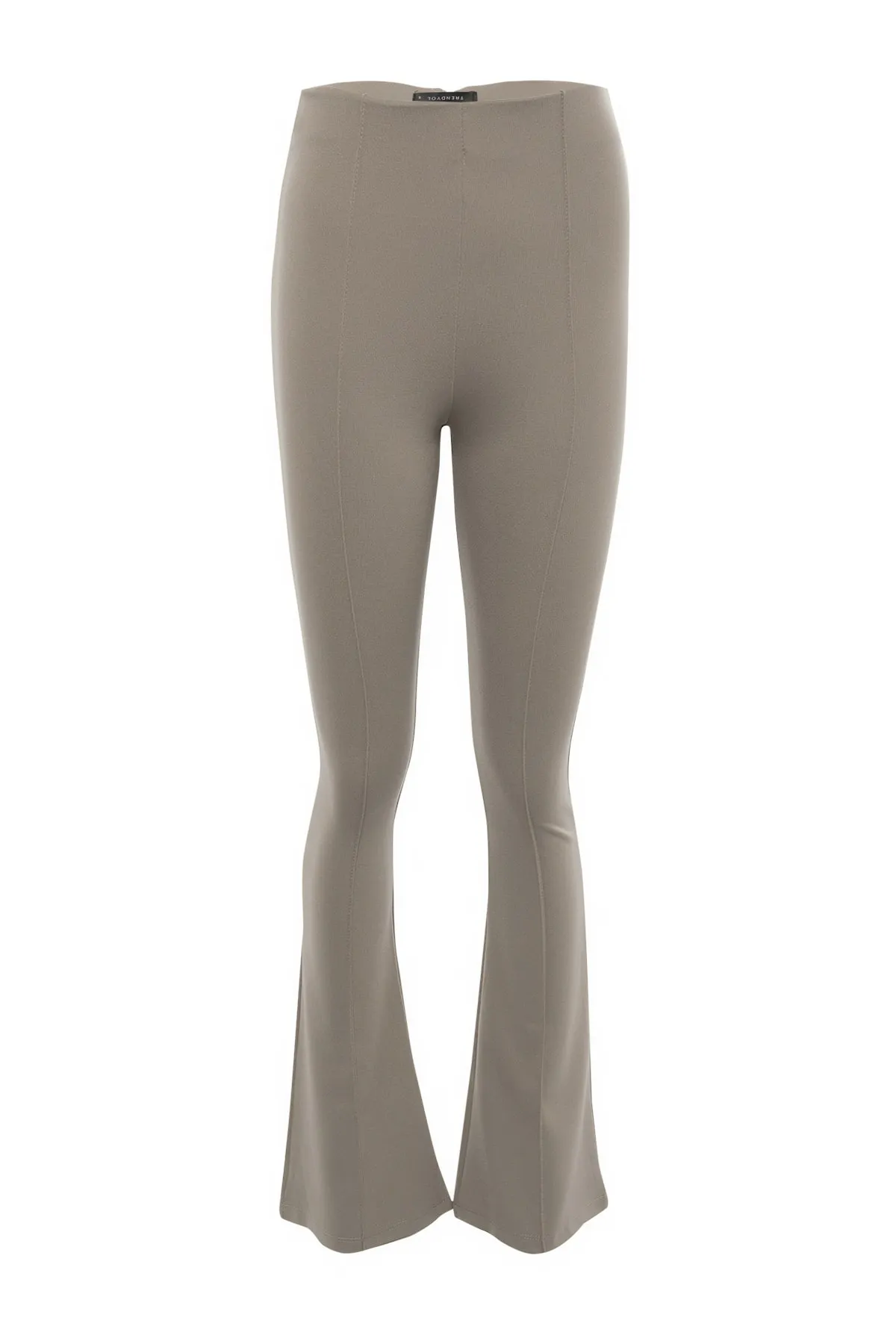 Trendyol Collection  Nerzfarbene, gerippte, ausgestellte Hose mit elastischem Bund/Strickhose mit spanischem Bein und hoher Taille TWOSS20PL0342