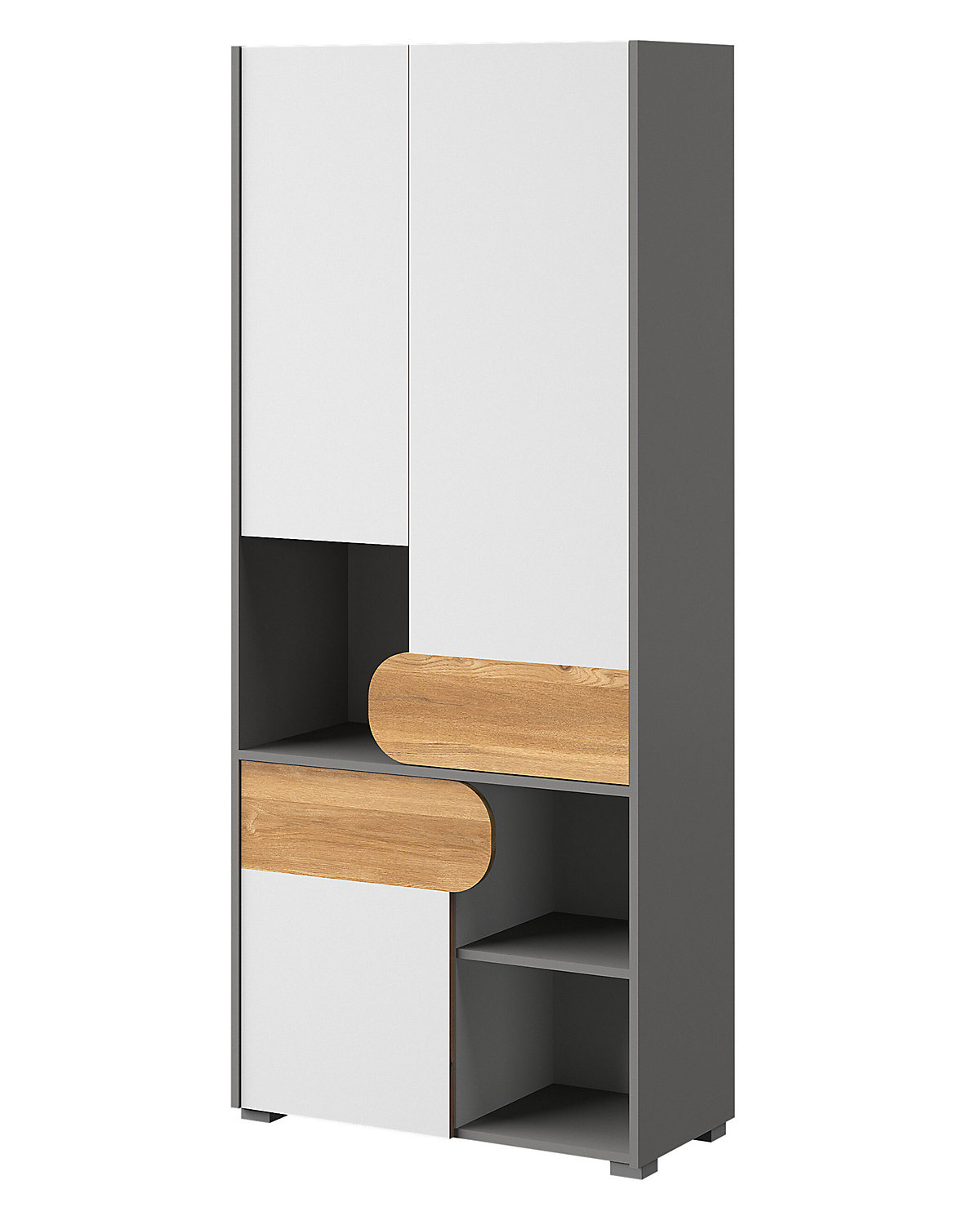 Kleiderschrank Stauraumschrank Carina 80cm 3-türig mit 3 offenen Fächern
