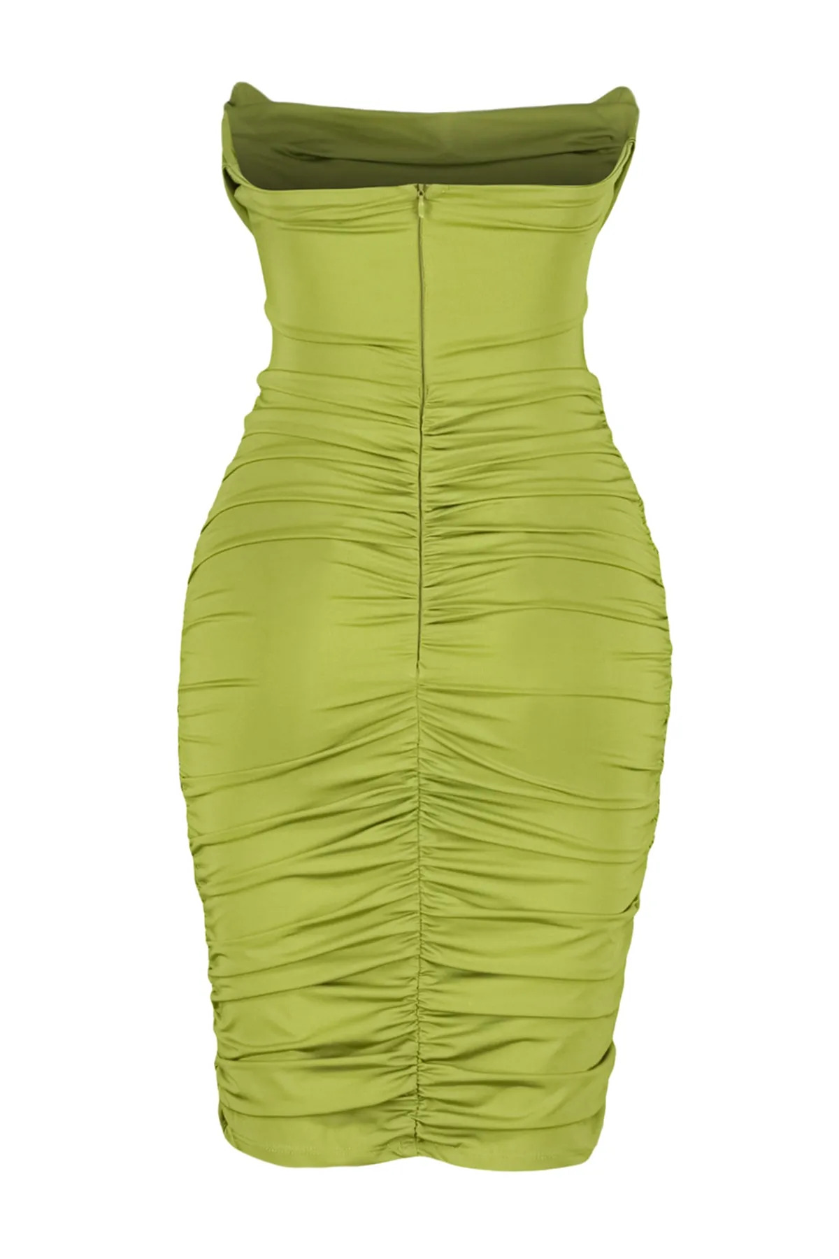 Trendyol Collection  Ölgrünes, figurbetontes, gefüttertes Strickkorsett-Abendkleid mit detailliertem Ausschnitt TPRSS23EL00174
