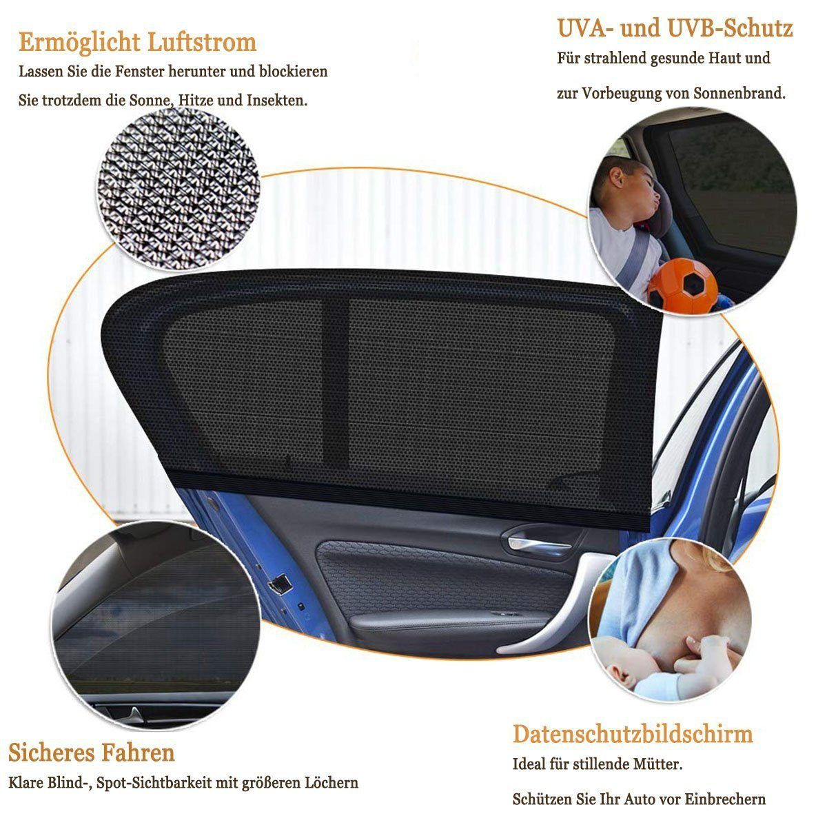 Fensterfolie, SOEKAVIA, Sonnenschutz Auto Baby mit UV Schutz - 2 Stück Auto Sonnenschutz