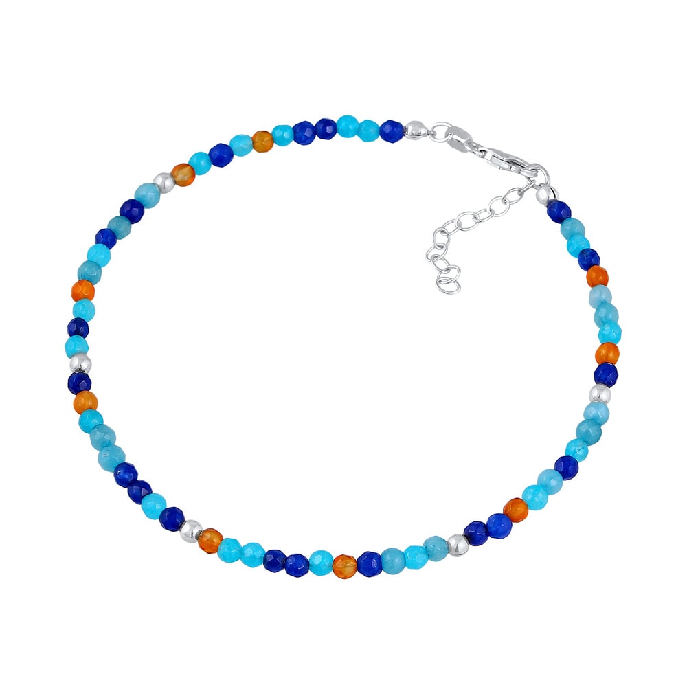 Elli Elli Bracelet de Cheville Femmes bracelet de cheville boules boho avec agate bleu Bijoux