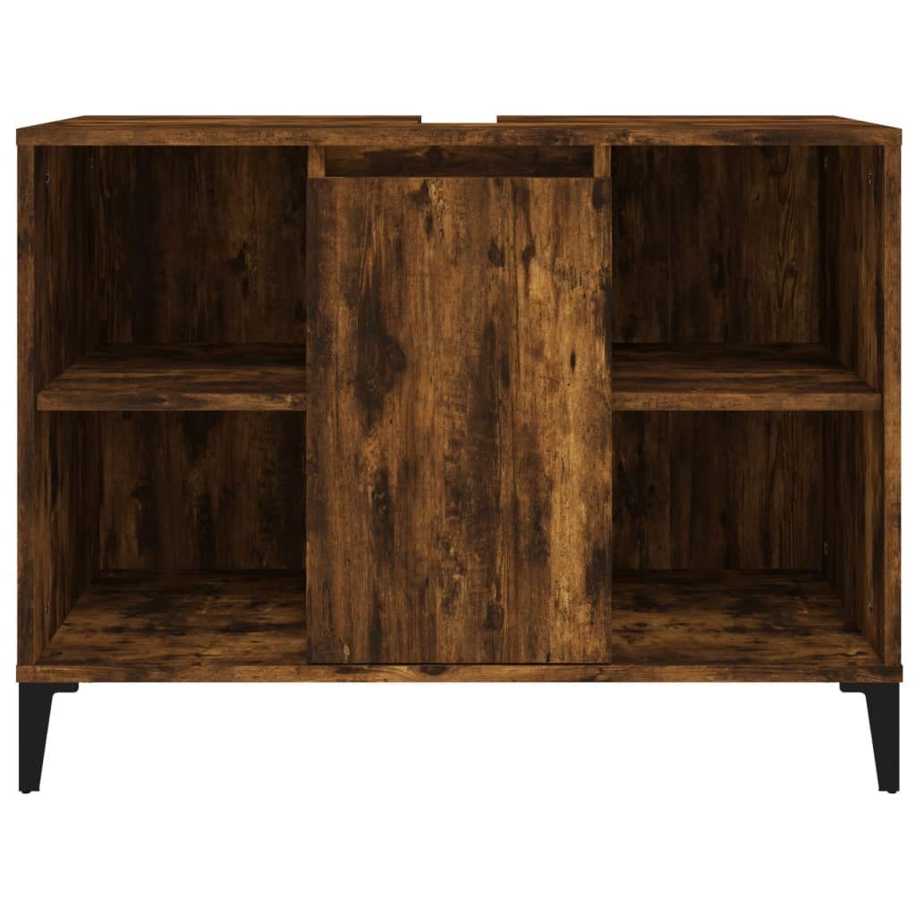 vidaXL Badezimmerspiegelschrank Waschbeckenunterschrank Räuchereiche 80x33x60 cm Holzwerkstoff (1-St)
