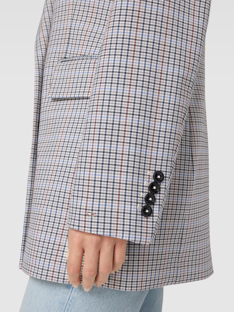 Relaxed Fit Longblazer mit Glencheck-Muster in hellgrau
