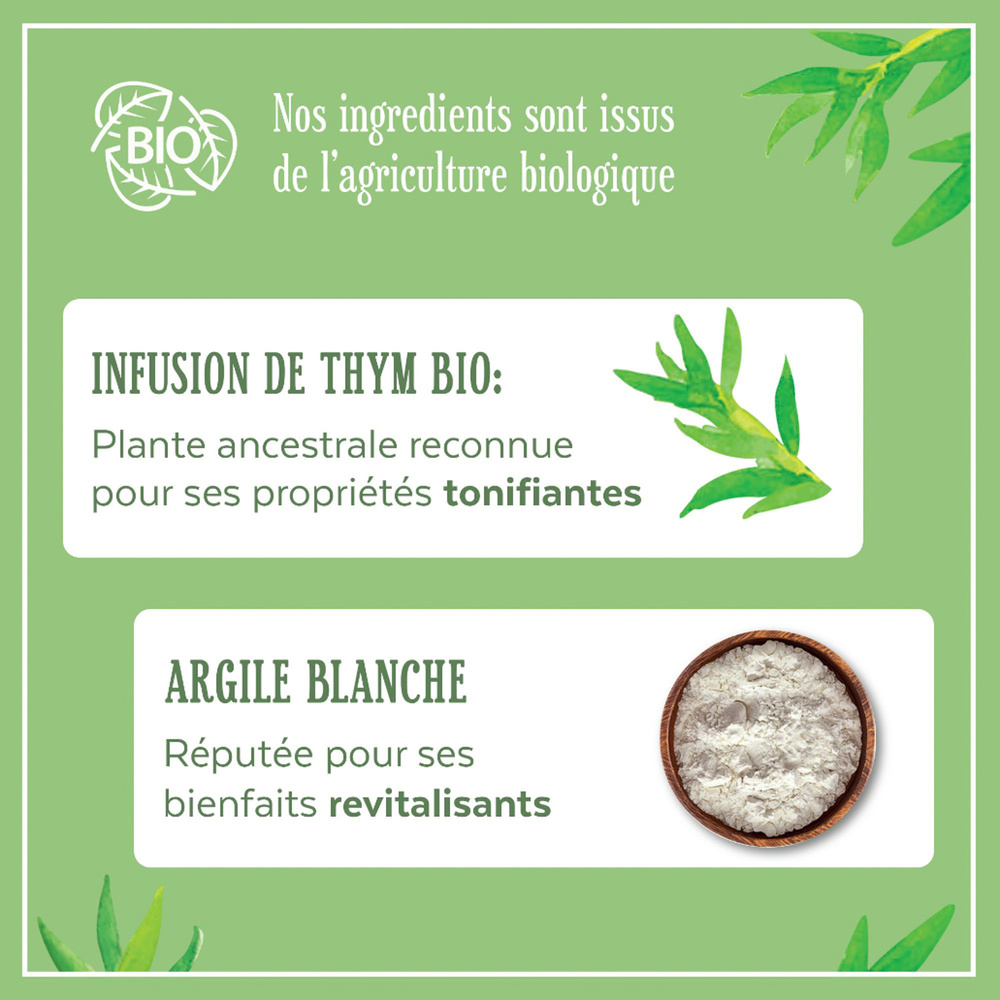 le petit marseillais Shampooing Pureté Infusion Thym Et Argile Blanche Bio Shampoing
