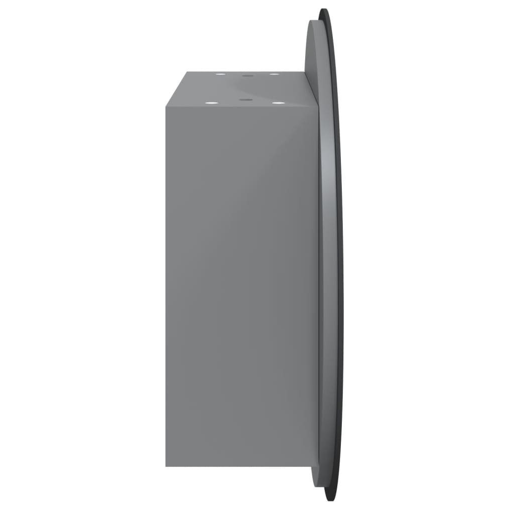 vidaXL Badezimmerspiegelschrank Badezimmerschrank mit Rundem Spiegel & LED Grau 40x40x17,5 cm (1-St)