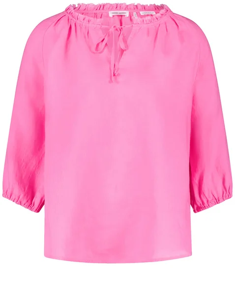 Leinenbluse mit Rüschenkragen