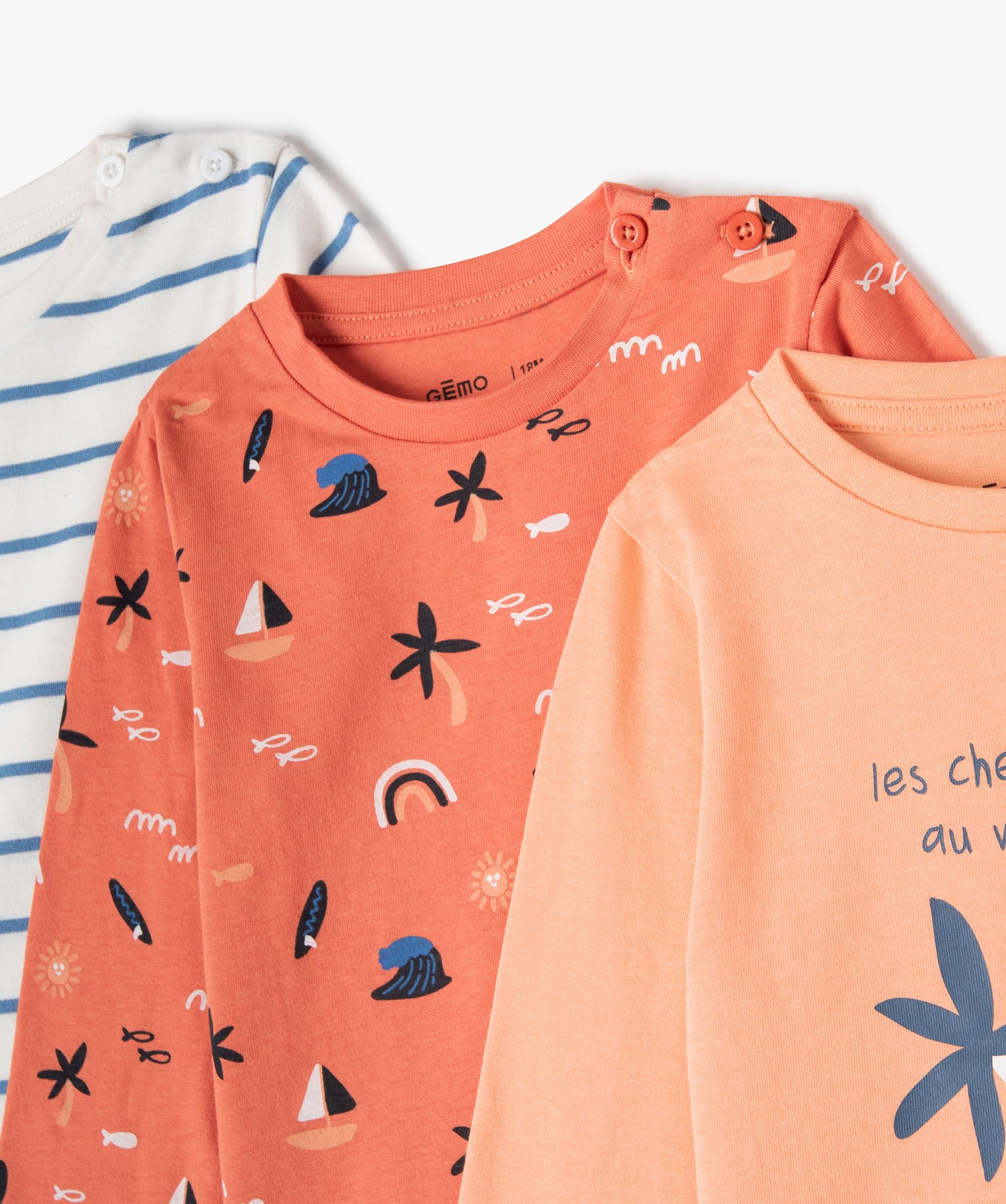 Tee-shirt bébé Garçon à manches longues (lot de 3) orange | GEMO