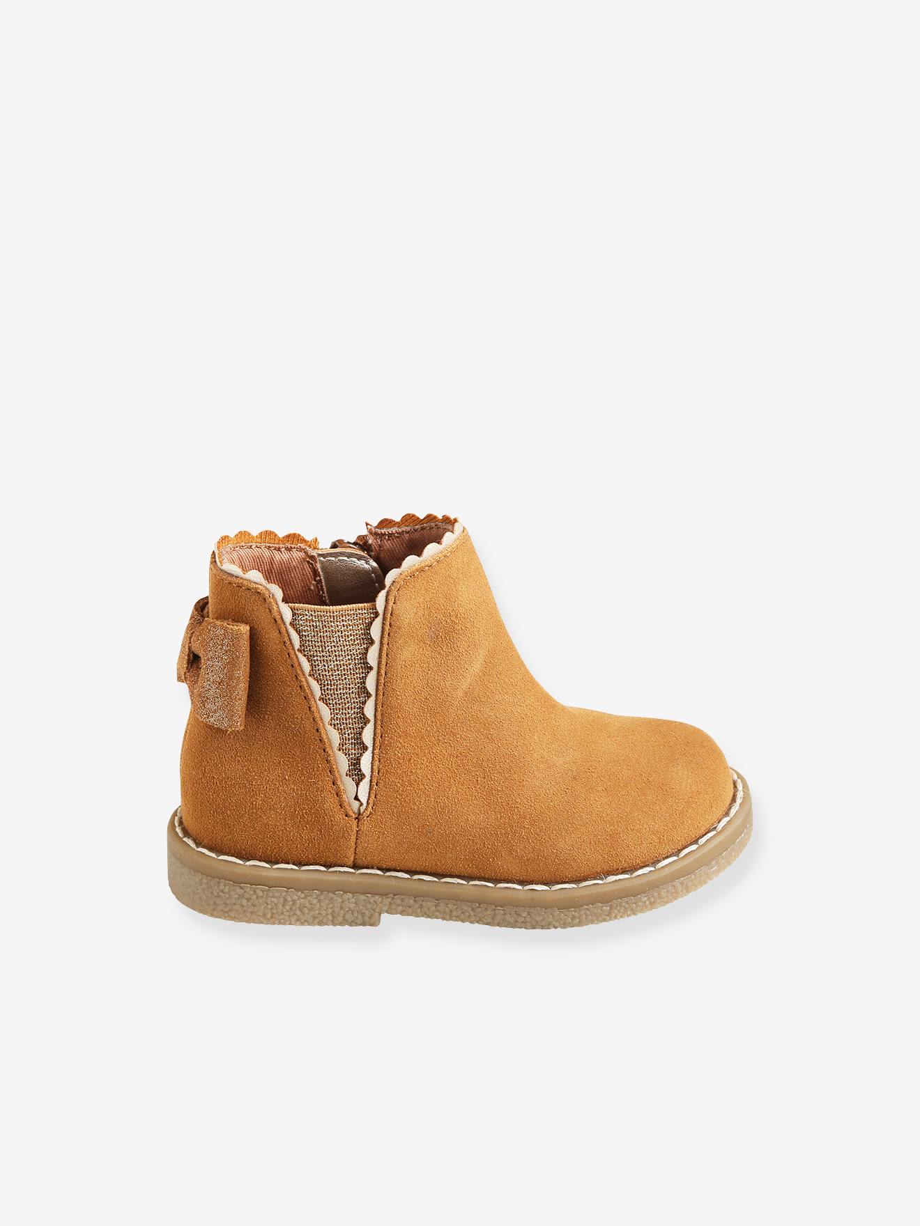 Boots cuir bébé fille élastiqués bleu marine