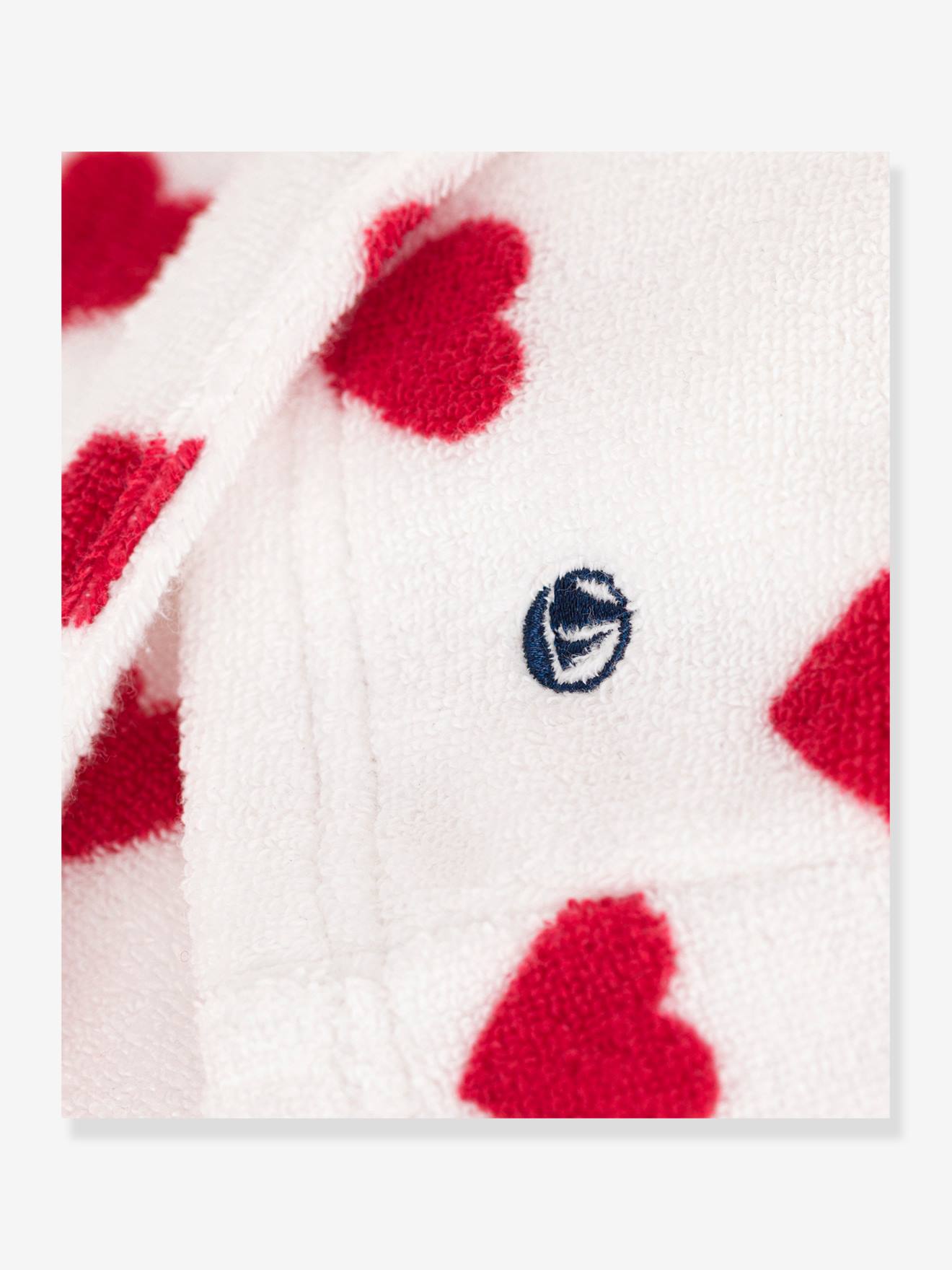 Peignoir cœur en éponge PETIT BATEAU blanc imprimé