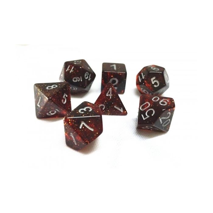 Red glitter dice set