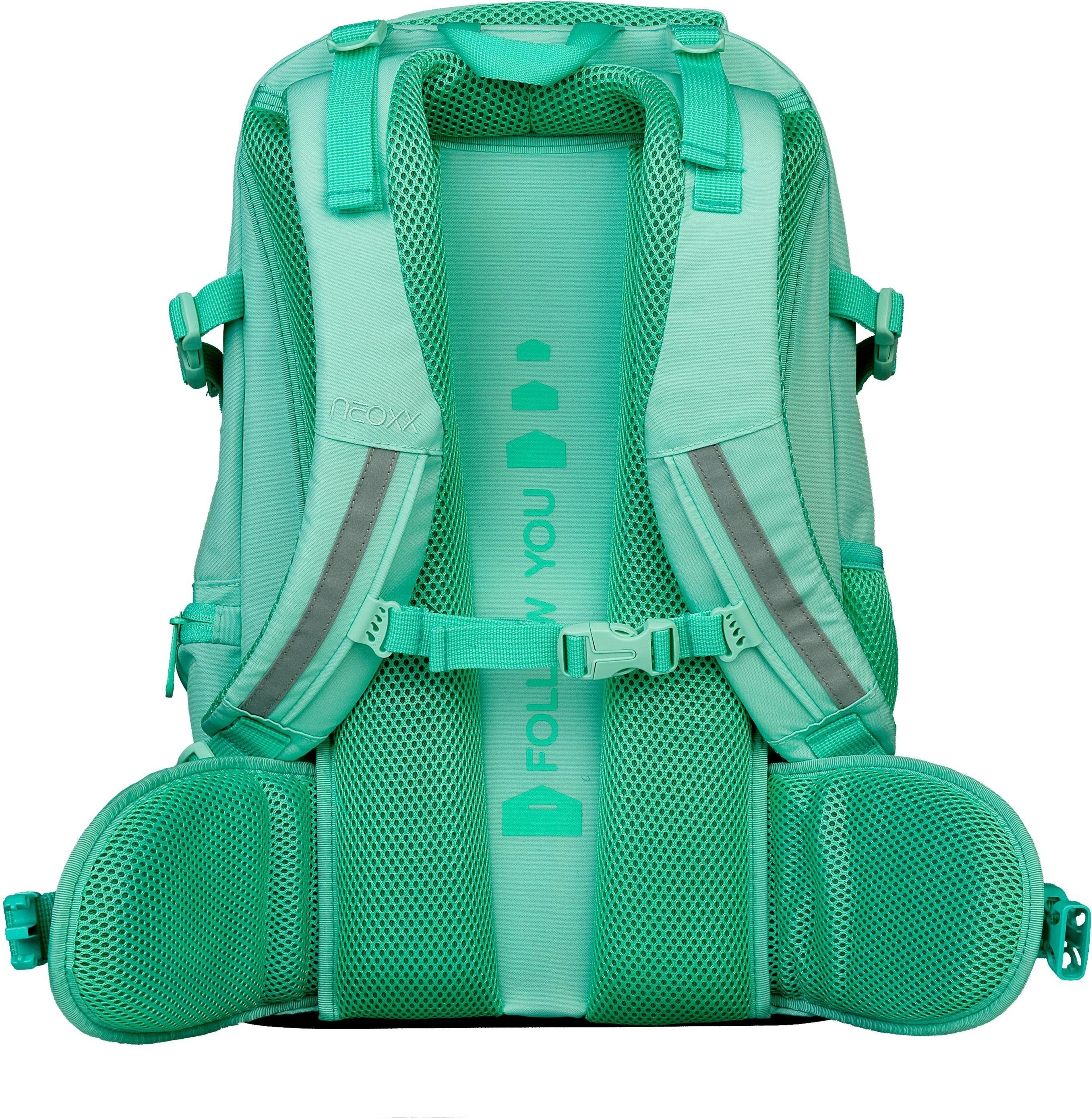 neoxx Schulrucksack Active, Mint to be, aus recycelten PET-Flaschen