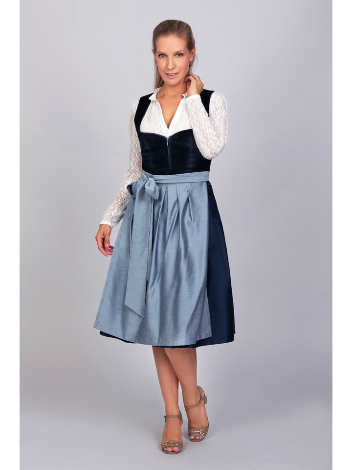 Edelnice Midi Dirndl Luna Samt Blau in blau günstig kaufen