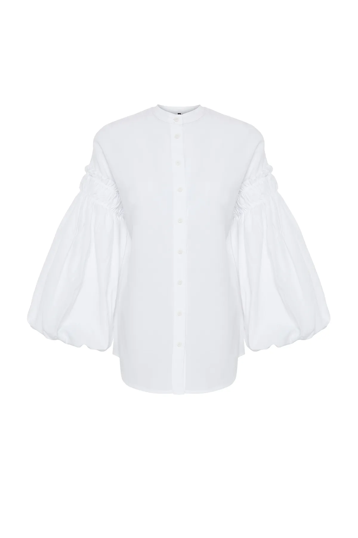 Trendyol Modest  Weißes gewebtes Baumwollhemd mit Ballonärmeln TCTSS24TG00048