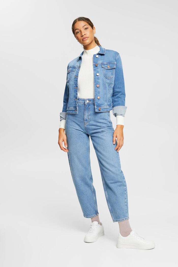 Jeansjacke im Used-Look, Organic Cotton