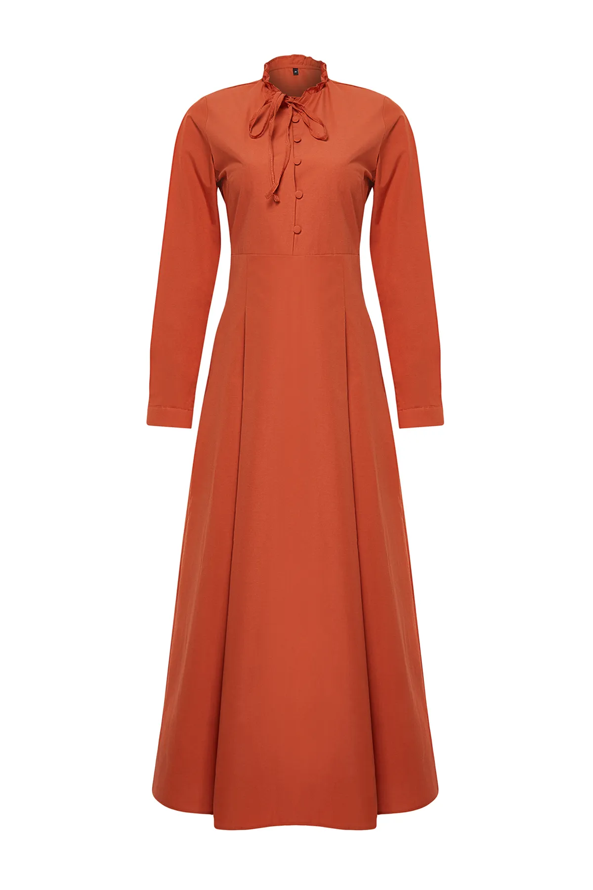 Trendyol Modest  Geknöpftes Webkleid mit Fliesenkragen und Krawatte und detailliertem Detail TCTSS24EB00149