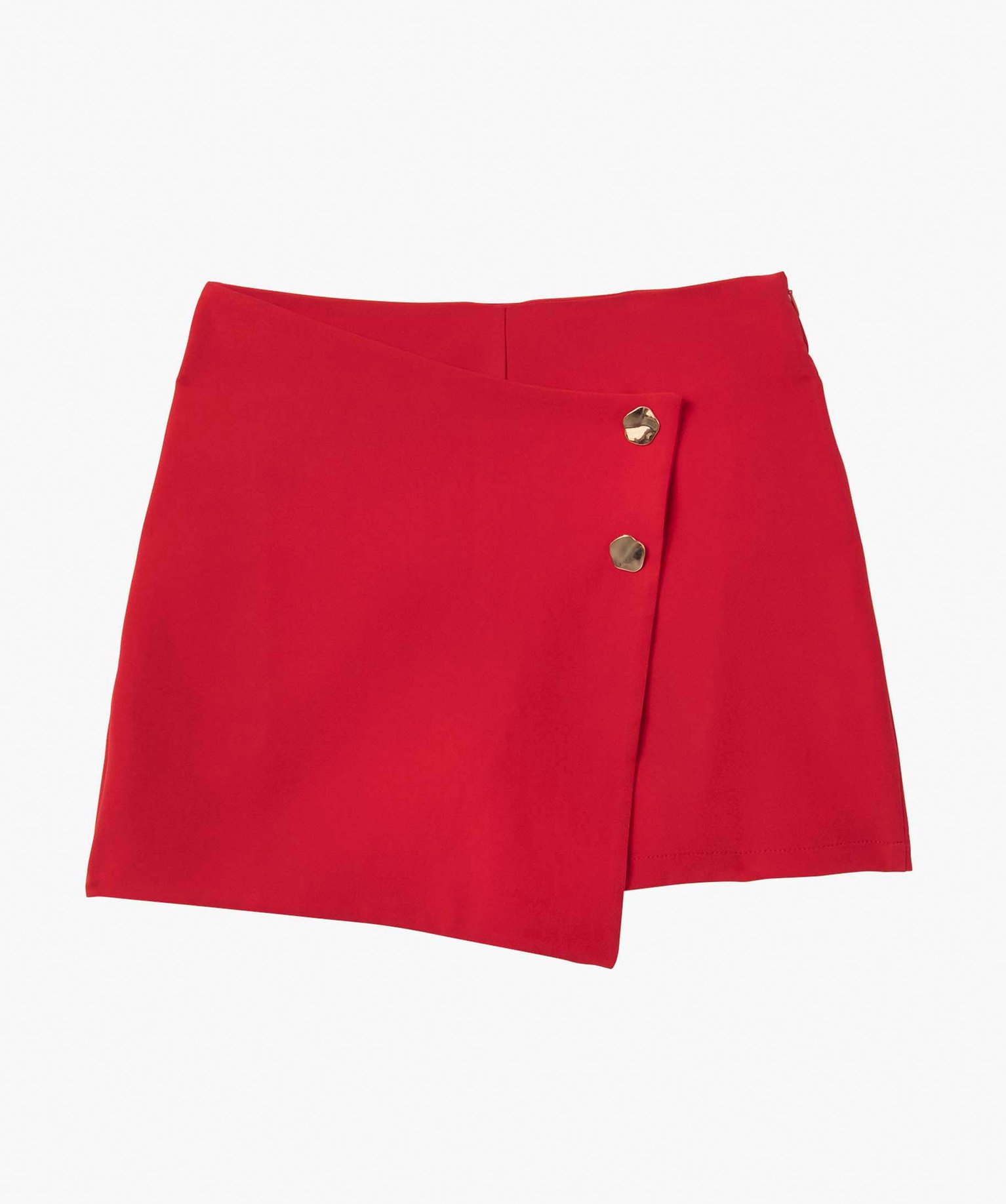 Short-jupe femme avec boutons fantaisie rouge | GEMO