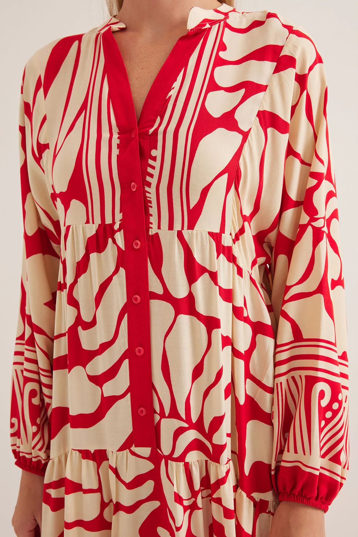 Bigdart  Rot-beiges Viskose-Hijab-Kleid für Damen 2423