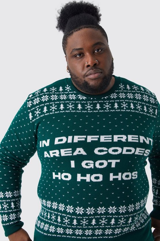 Plus Weihnachtspullover mit I Got Ho Ho Hos Print