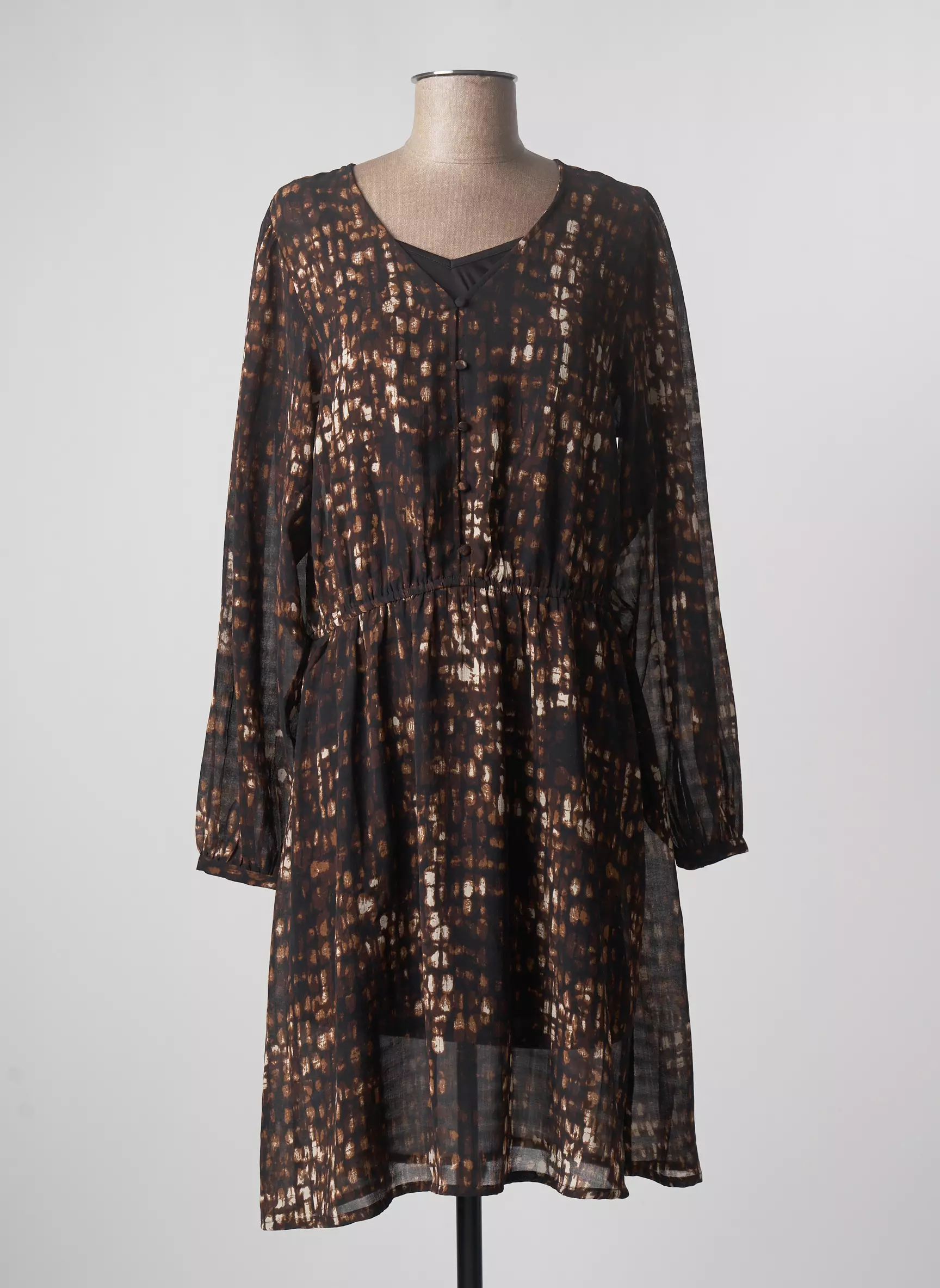 Ichi Robes Mi Longues Femme couleur marron