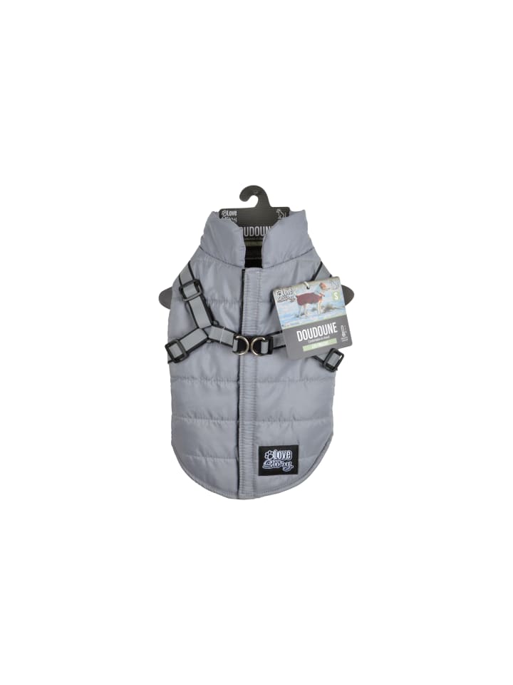 dynamic24 Hunde Mantel mit Geschirr Winterjacke  in grau günstig kaufen 35