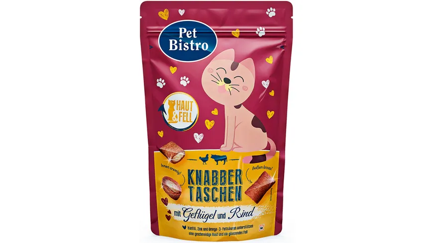 Pet Bistro Katzensnack Knabbertaschen mit Geflügel und Rind 50 g