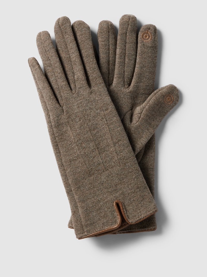 Handschuhe mit Motiv-Stitching in taupe