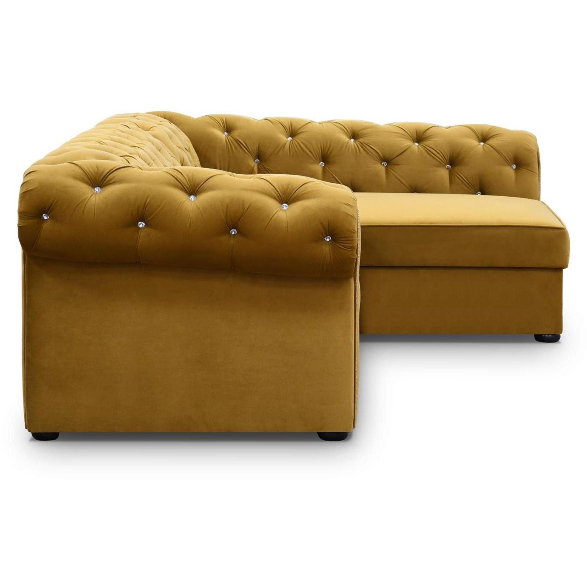 Beautysofa Polsterecke Chester, L-Form Ecksofa aus Velour, Ottomane rechts oder links montierbar, mit Relaxfunktion, mit 2x Bettkästen
