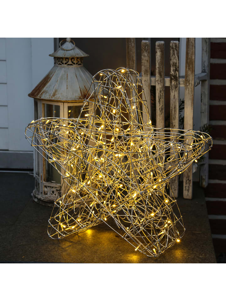 MARELIDA LED Stern Leuchtstern Drahtstern für Außen H: 60cm in silber günstig kaufen onesize