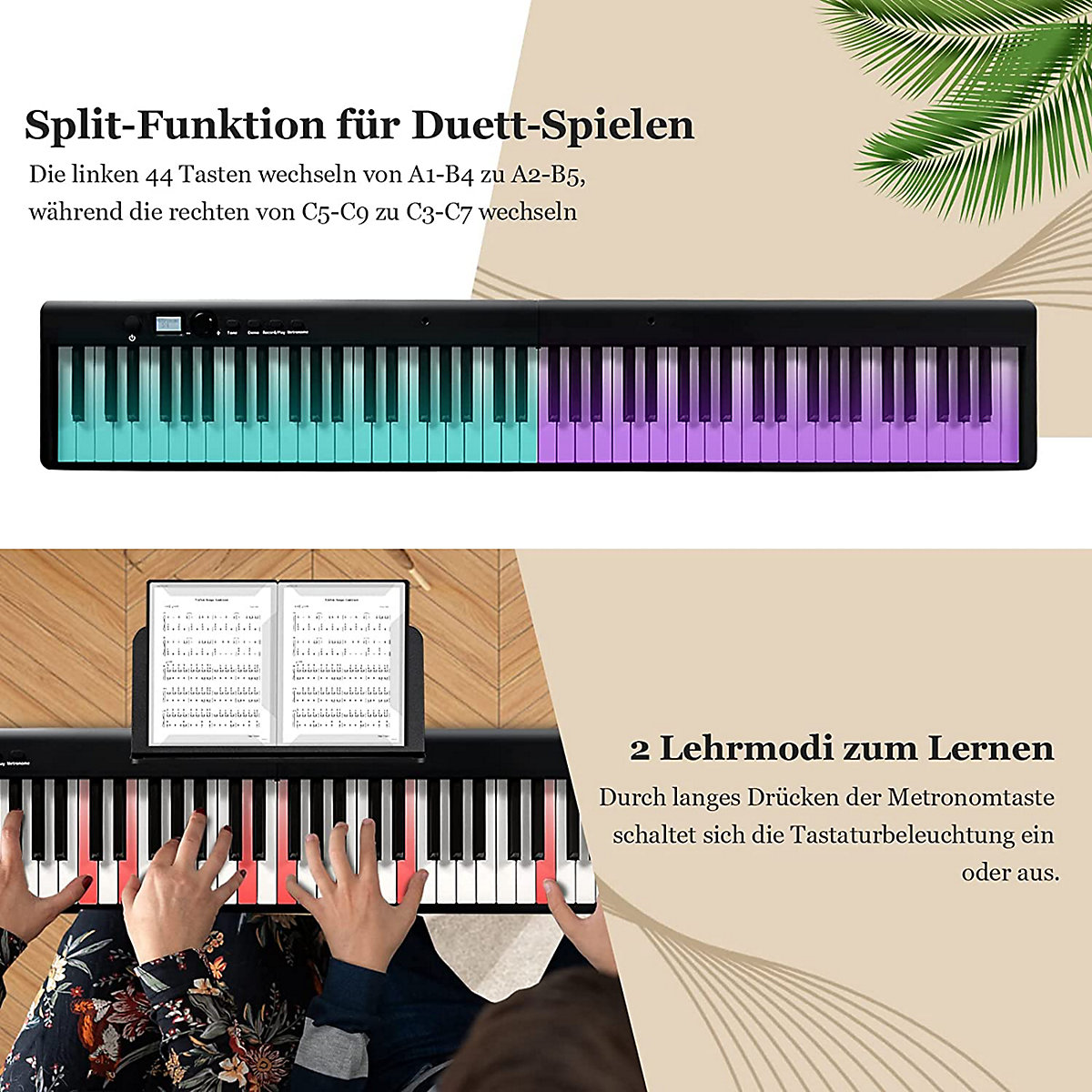 Keyboard 88 Tastatur klappbar mit 2 Stereolautsprechern