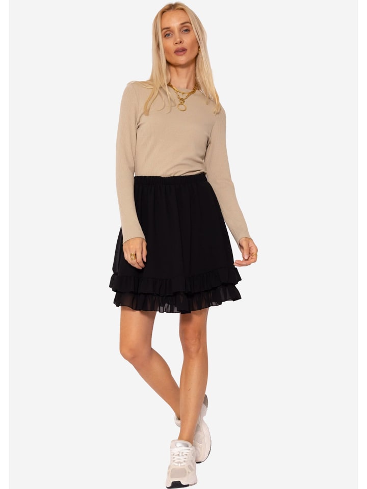 SASSYCLASSY Volants Rock mit Rüschen in schwarz günstig kaufen