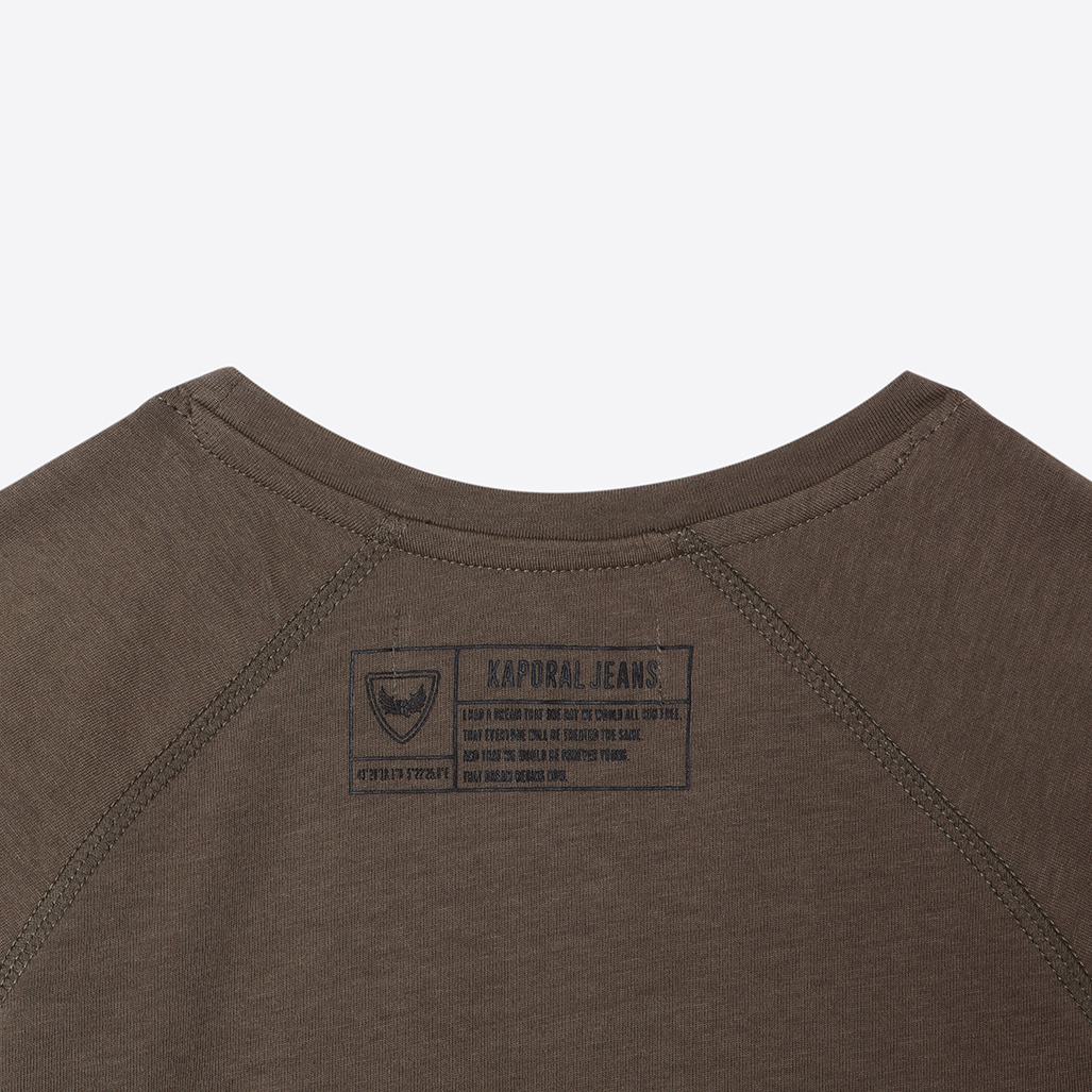 ODELL  T-shirt Garçon régular kaki avec poche zippée en 100% coton